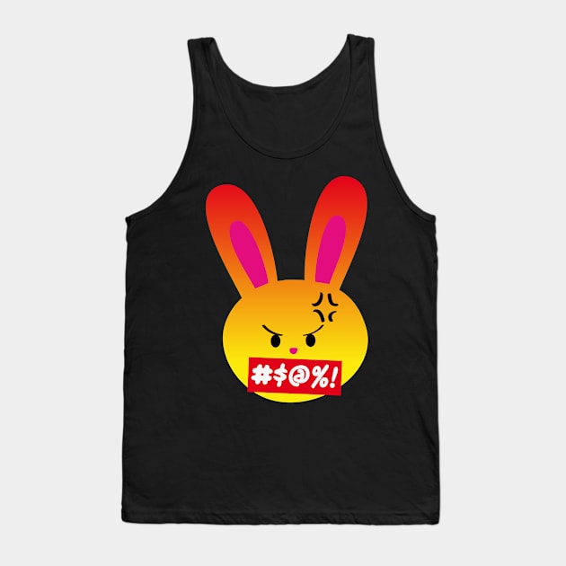 One Tooth Rabbit Emoji Bunny Face with Symbols on Mouth Tank Top by HappyGiftArt